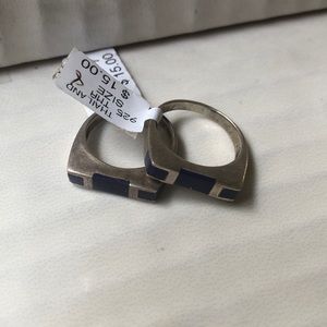 Sterling Silver Blue Geo Rings - New w/ Tags